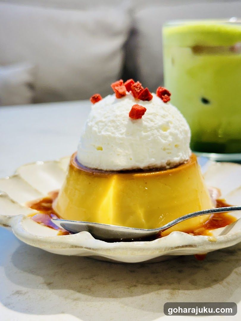 Caramel Pudding with Ice Cream