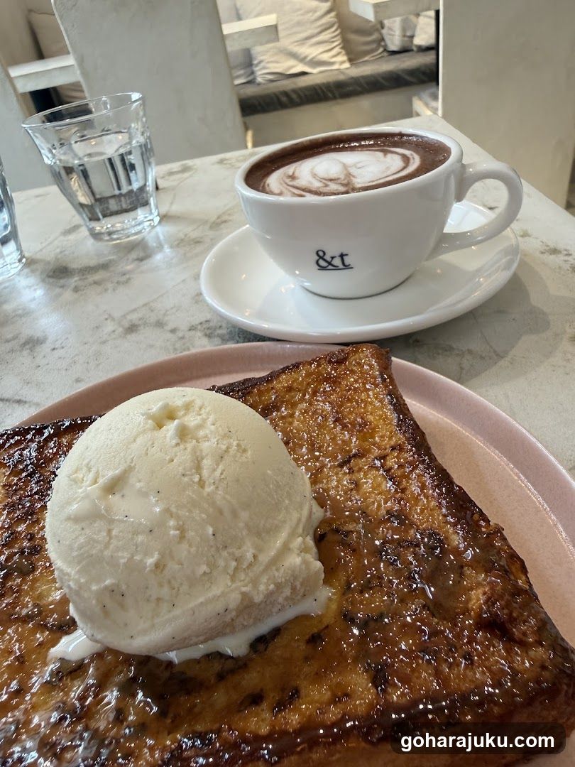 French Toast with Ice Cream and Latte