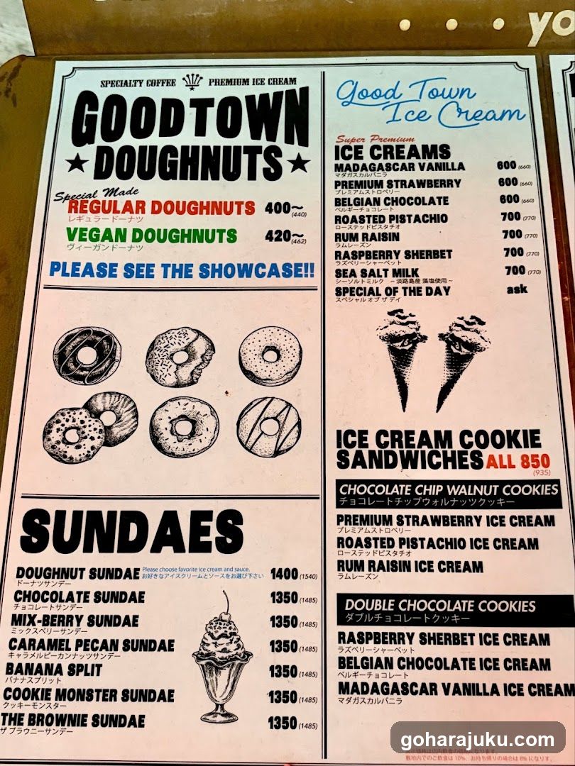 Good Town Doughnuts & Ice Cream Menu