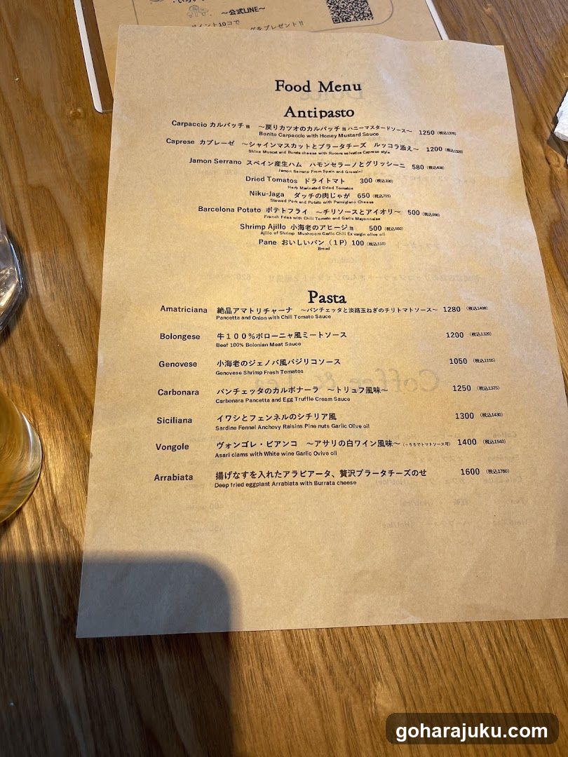 Food Menu Antipasto Pasta