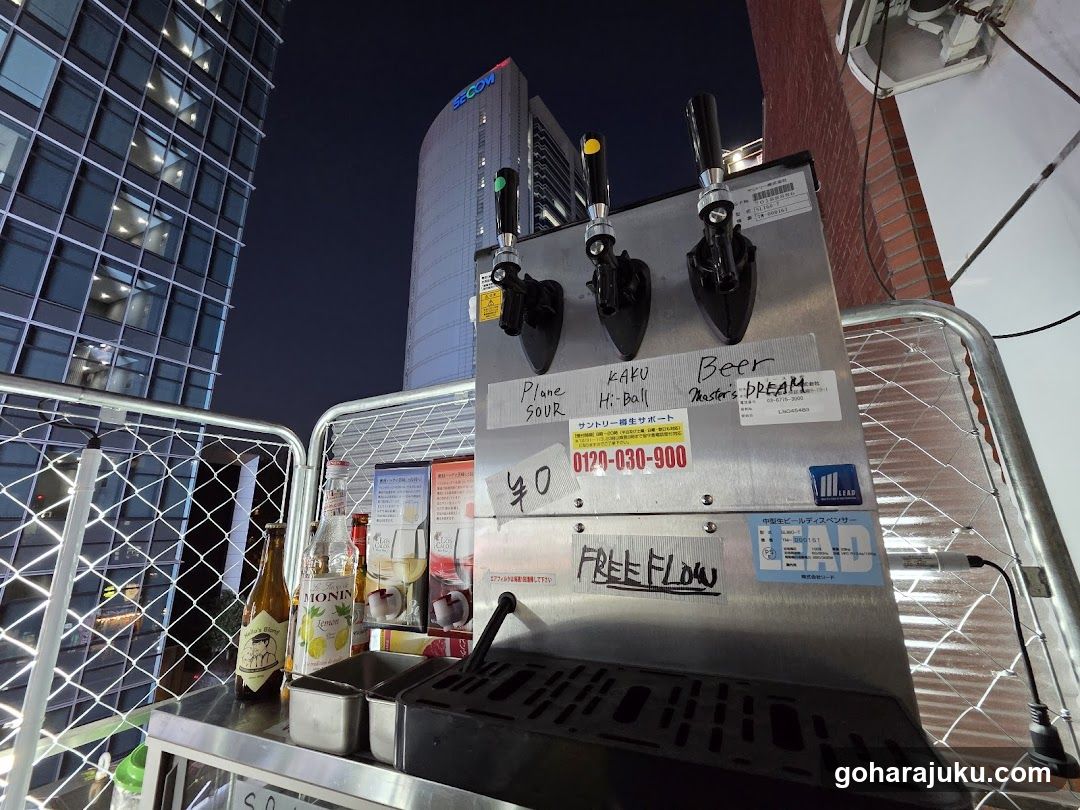 Beer Tap Display with City Background