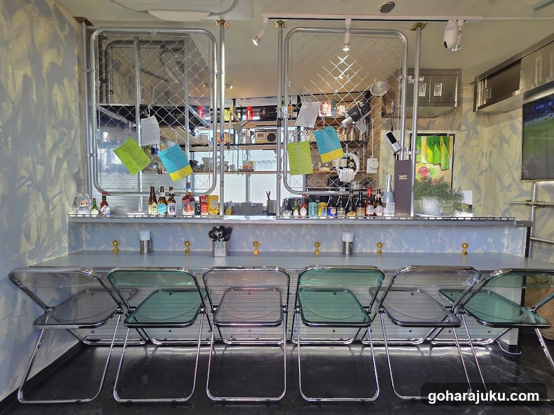 Bar Interior with Green Chairs