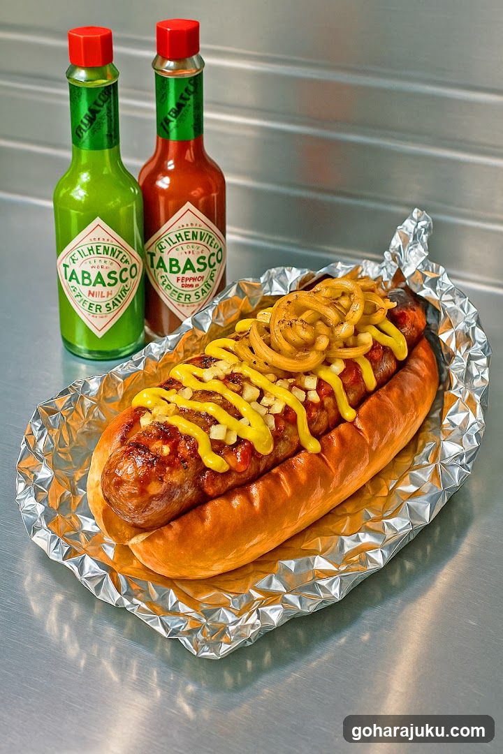 Spicy Hot Dog with Tabasco Sauces