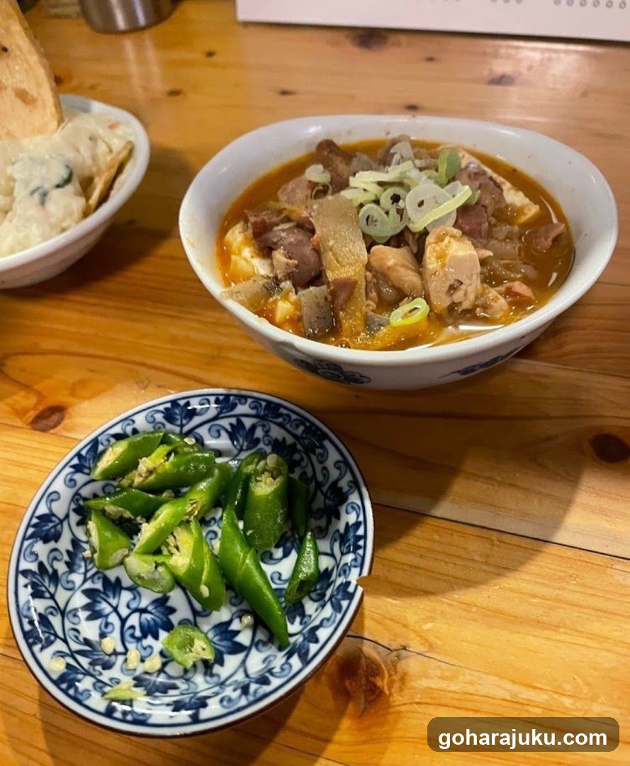 Dish with Green Peppers and Soup