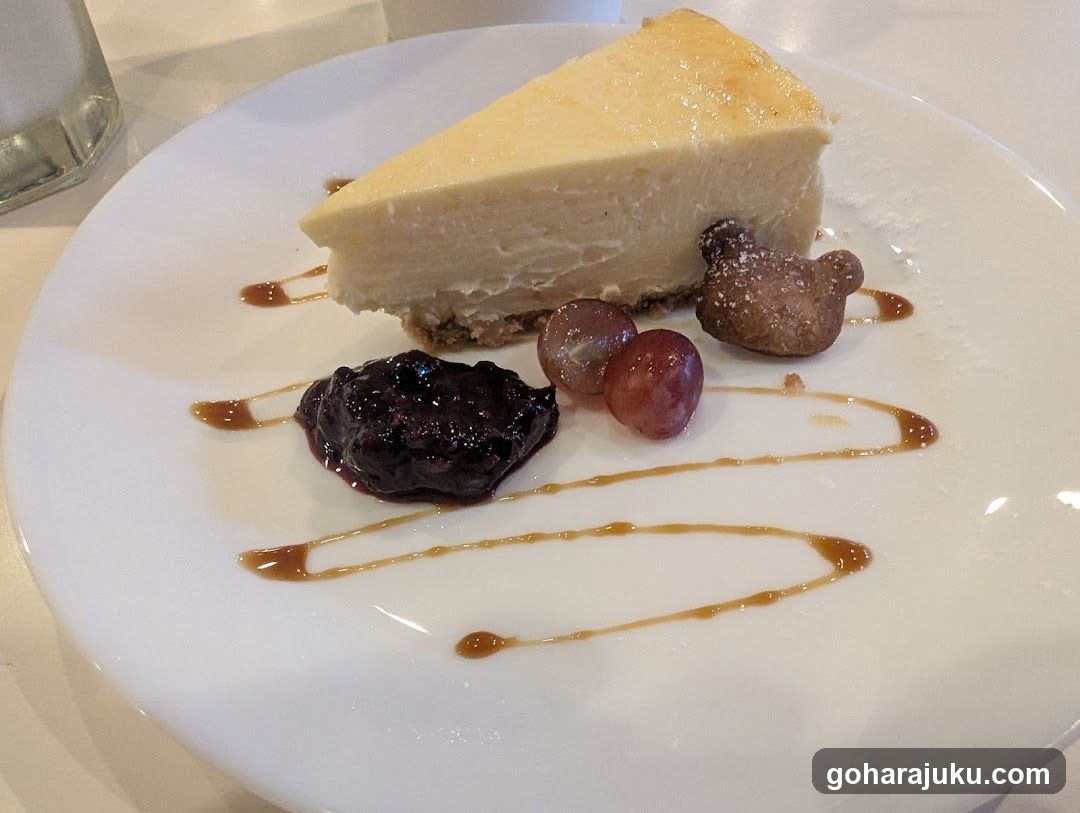 Cheesecake with Grapes and Caramel Drizzle