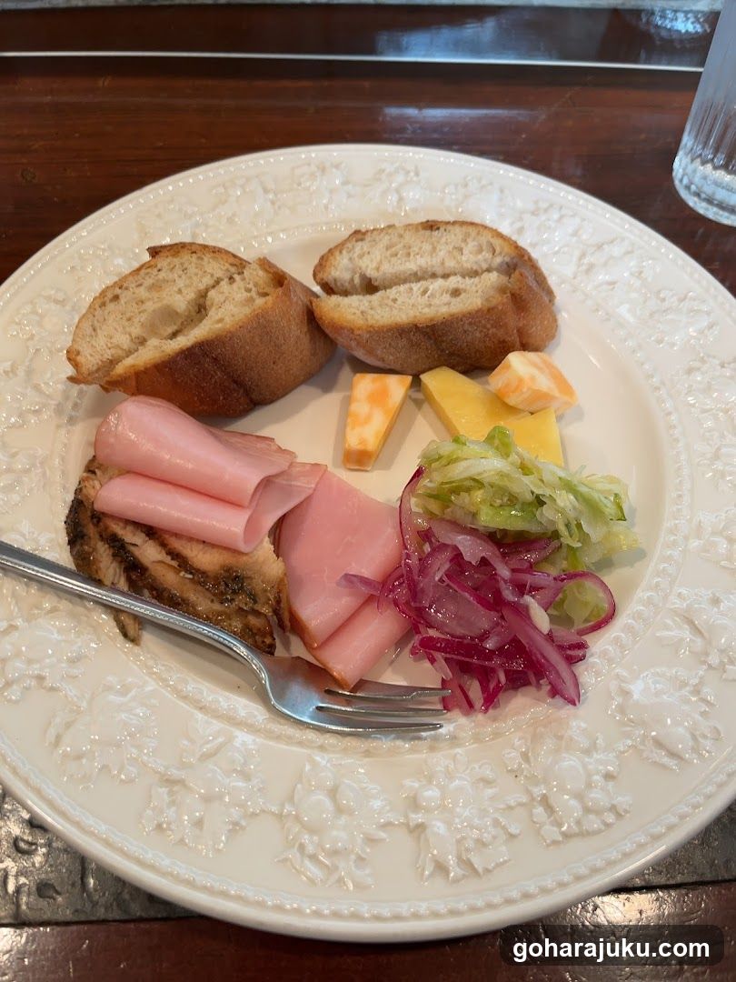 Breakfast Plate with Ham, Cheese, and Bread