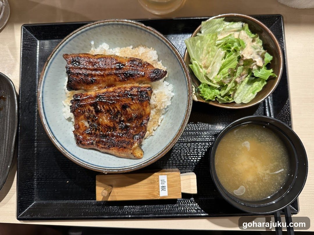 Eel Rice Bowl with Salad and Soup