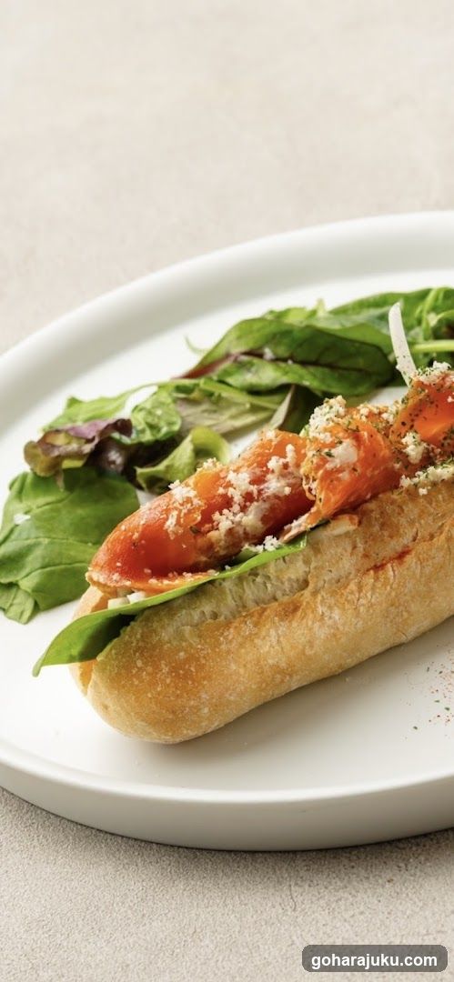 Salmon Baguette Sandwich with Greens