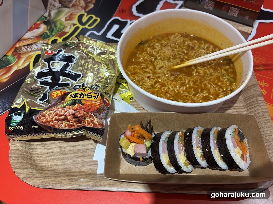 Instant Noodle Meal with Sushi Rolls
