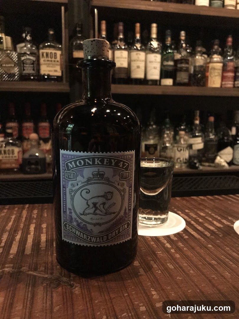 Bar Interior with Monkey47 Gin Bottle