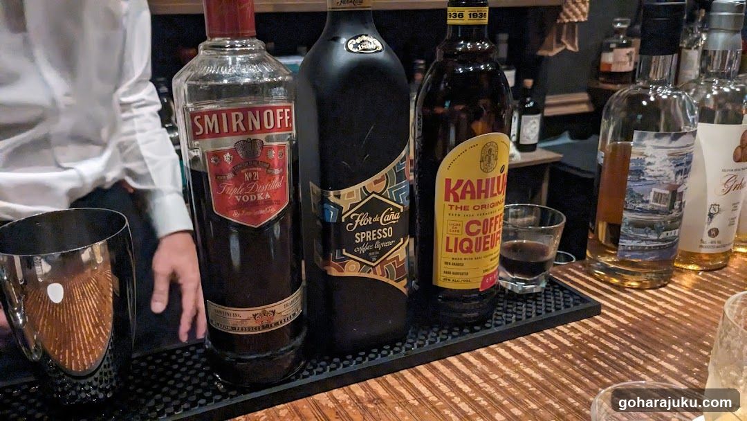 Bartender's Bar Counter with Liquor Bottles