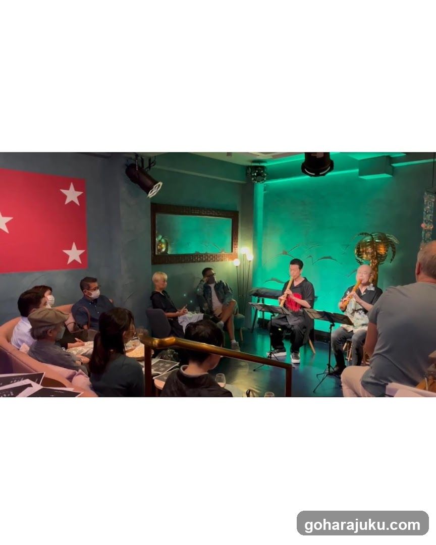 Indoor gathering with musicians and audience