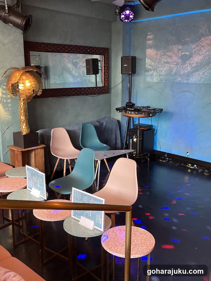 Interior Lounge with DJ Setup and Seating Area