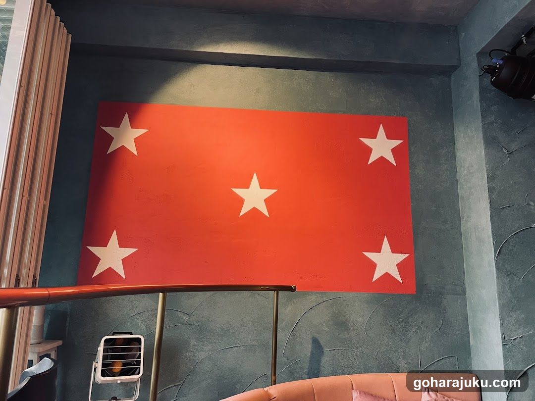 Red Flag with Stars on Wall