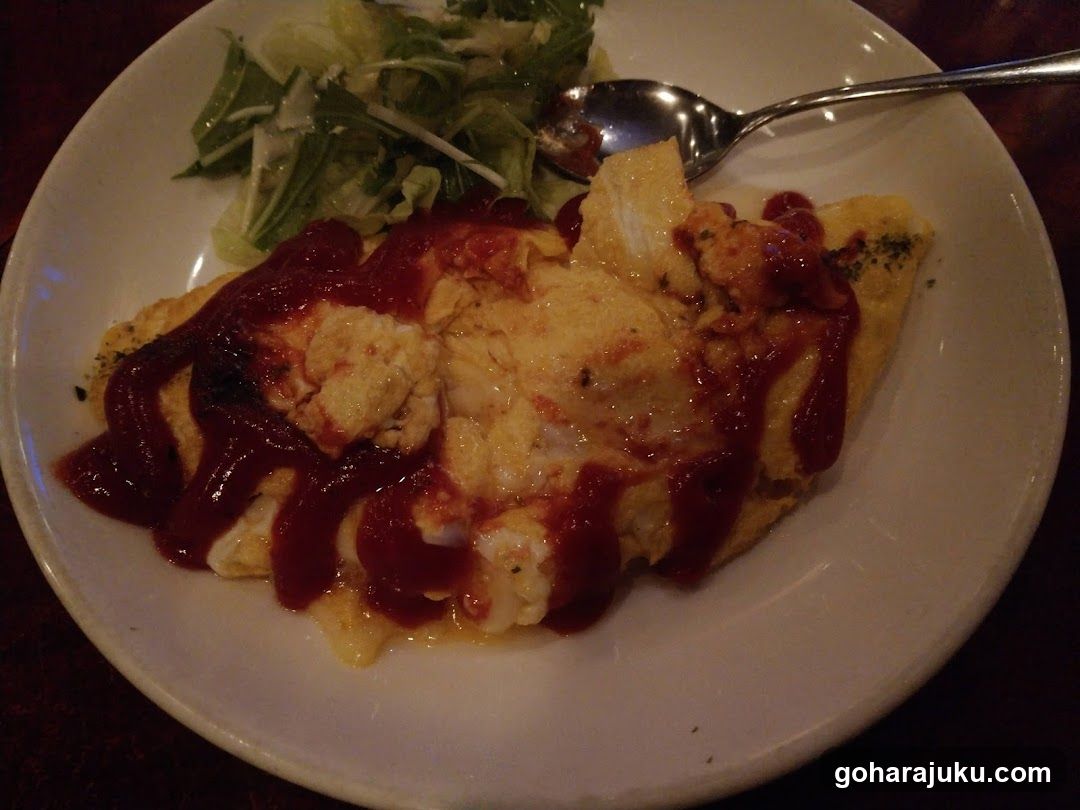 Omelette with Ketchup and Salad
