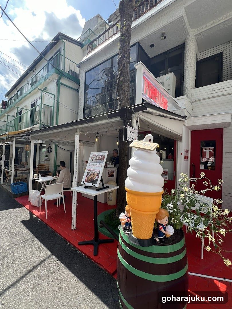 Outdoor Cafe Scene with Ice Cream Display