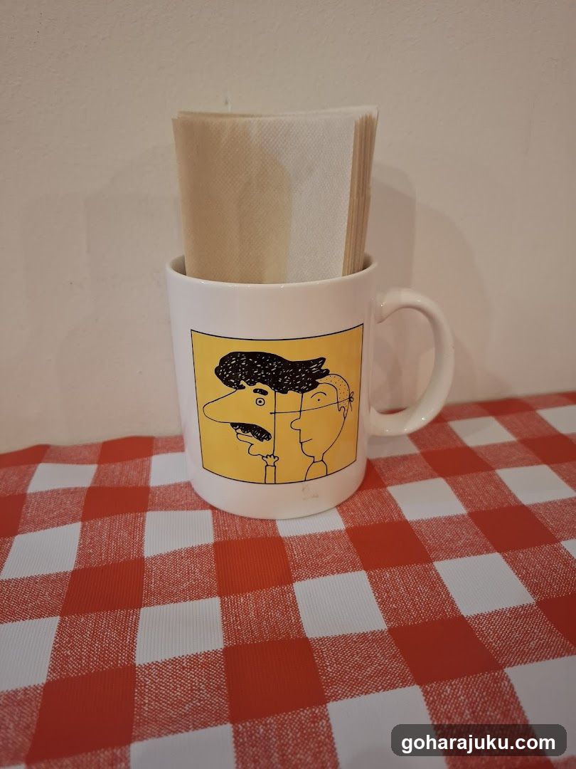 Peanuts-themed mug with napkins
