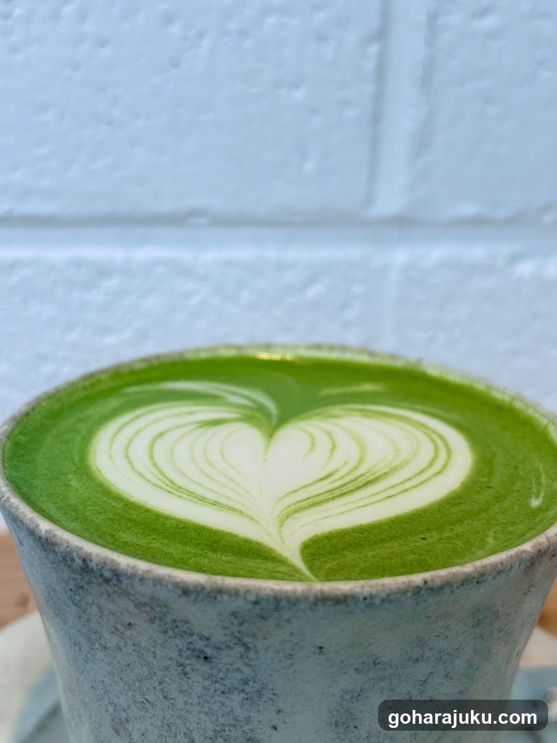 Matcha Latte with Heart Art