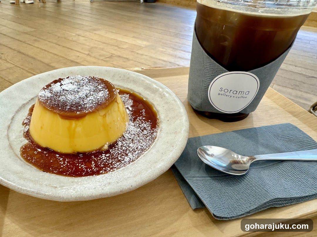 Caramel Pudding and Iced Coffee at Sorama Gallery & Coffee