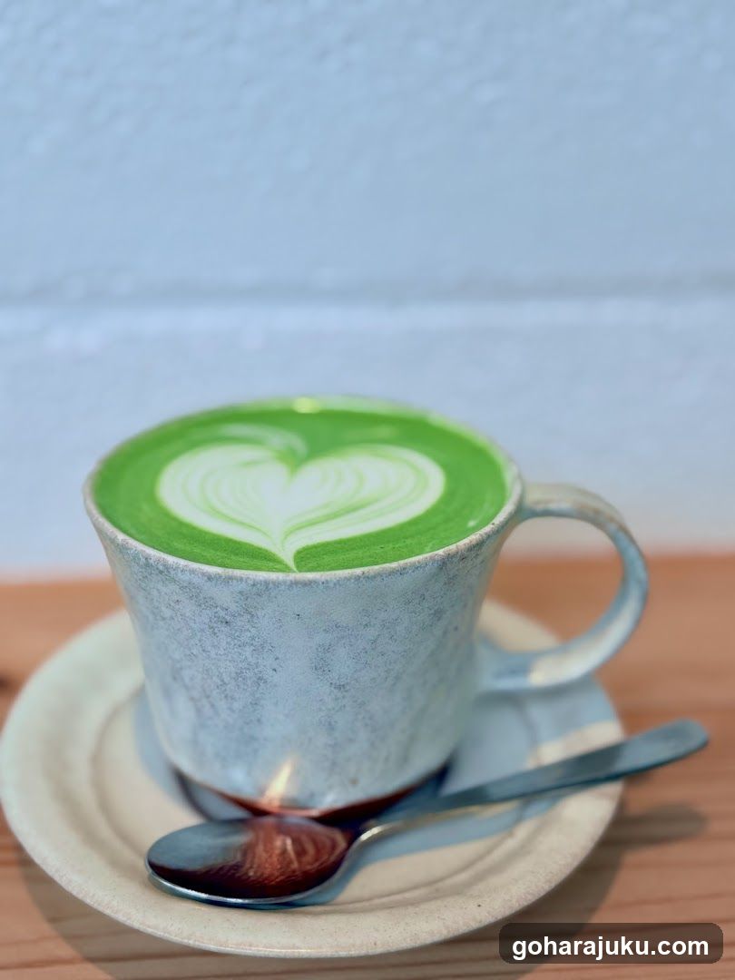 Matcha Latte with Heart Art