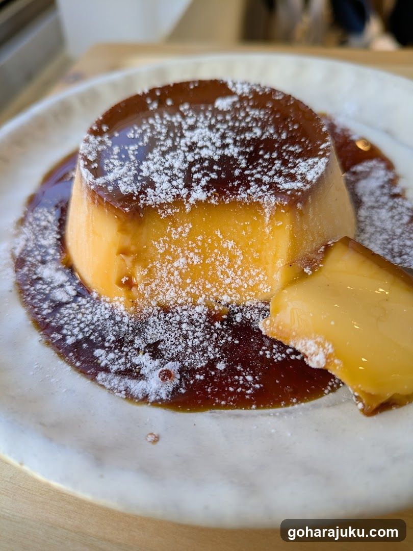 Caramel Pudding with Powdered Sugar