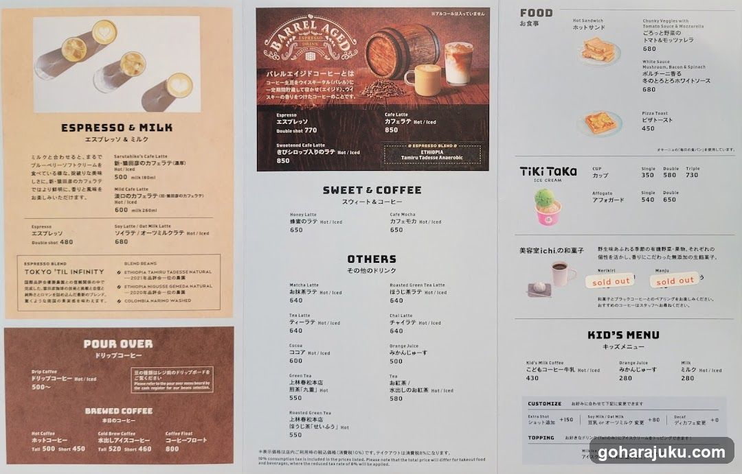 Barrel Acid Coffee Menu