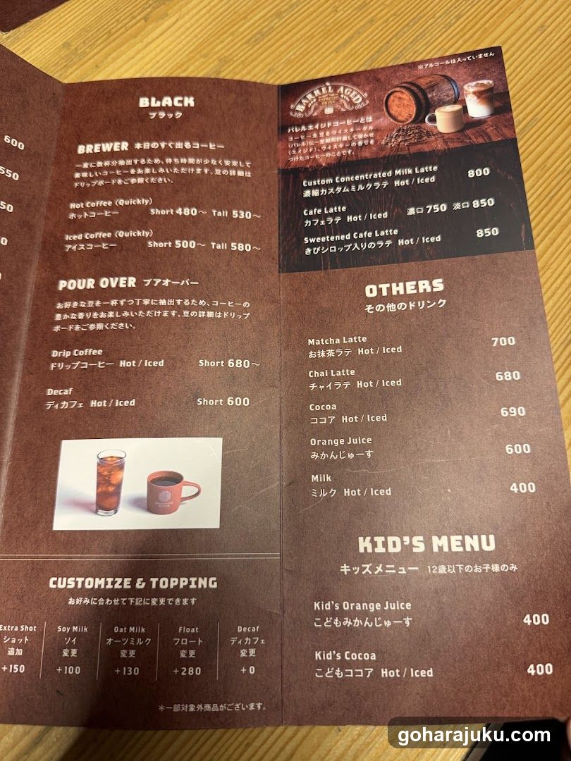 Coffee Shop Menu