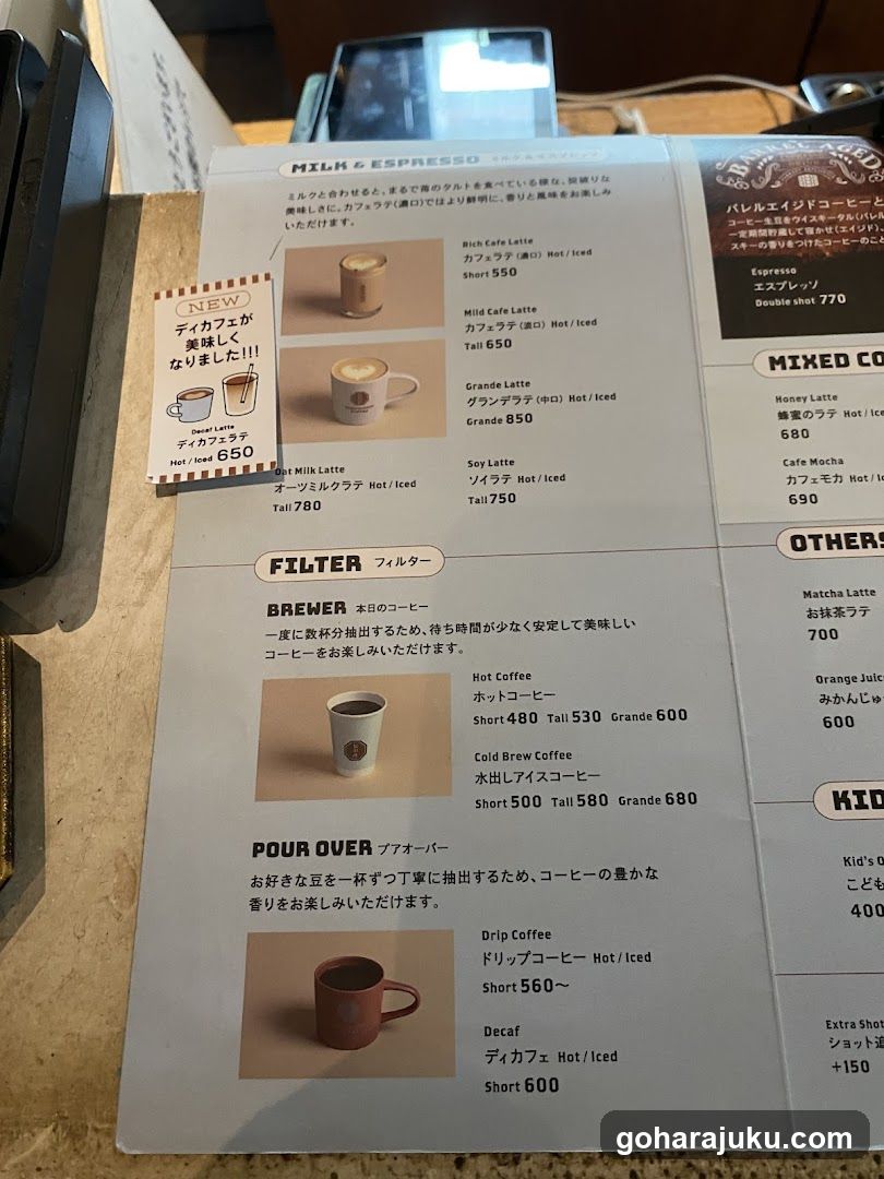 Coffee Menu Display