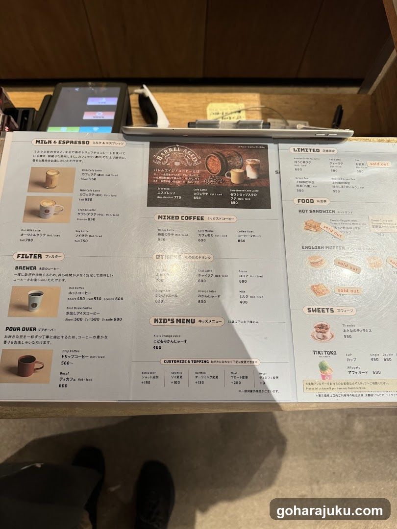 Coffee Shop Menu