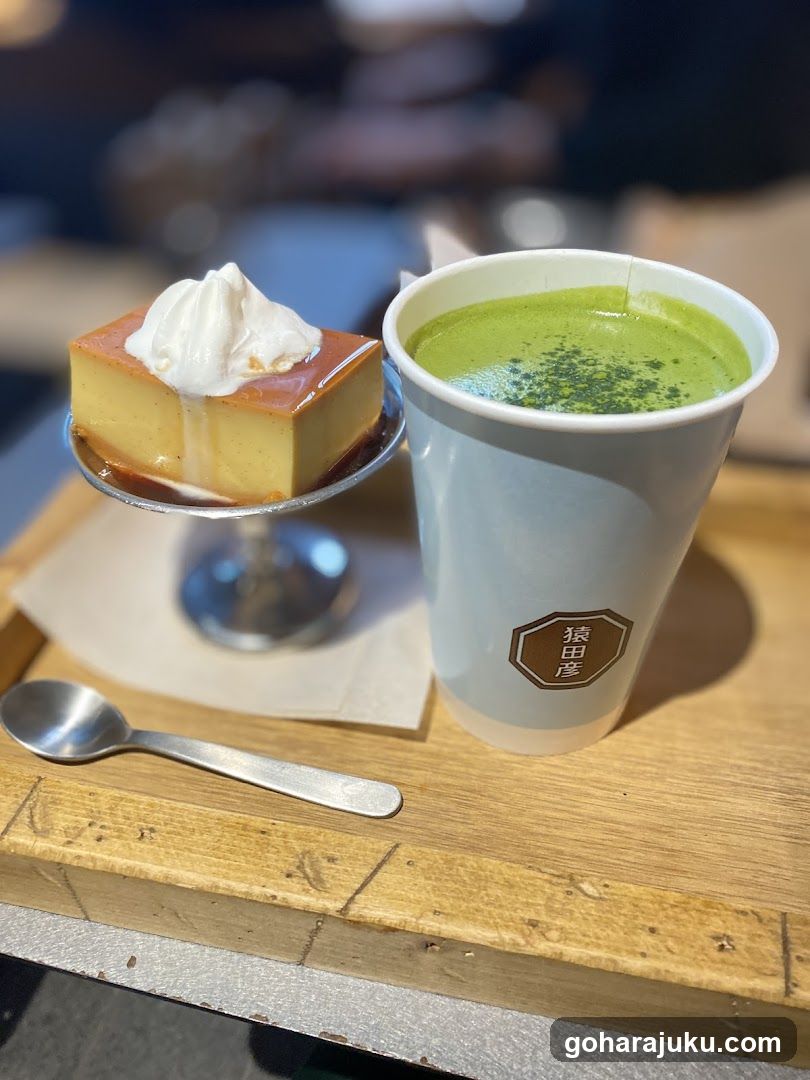 Matcha Latte and Caramel Pudding