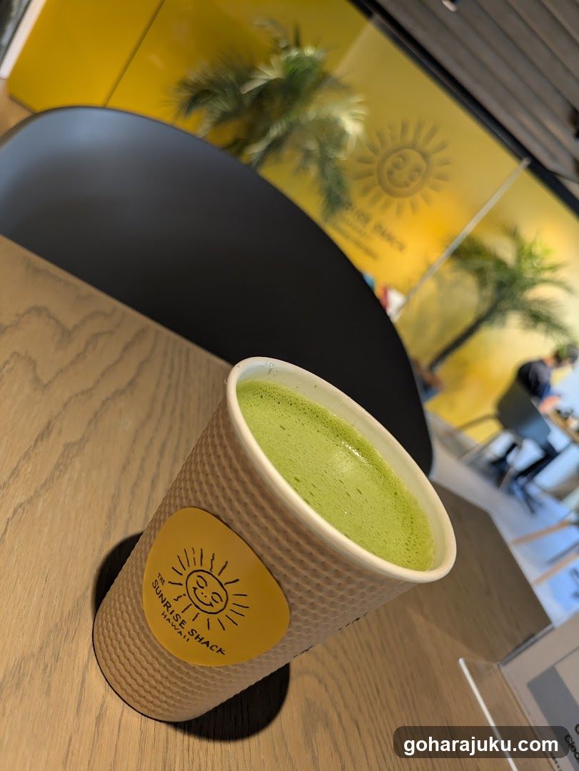 Matcha drink at Sunrise Shack