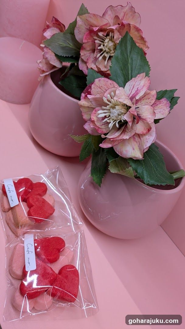 Pink Flowers and Heart-Shaped Cookies