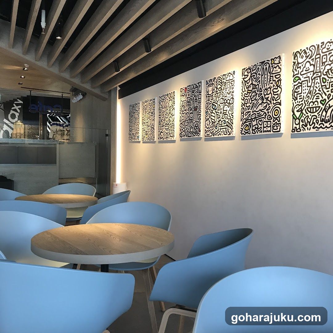 Interior Cafe with Art Wall