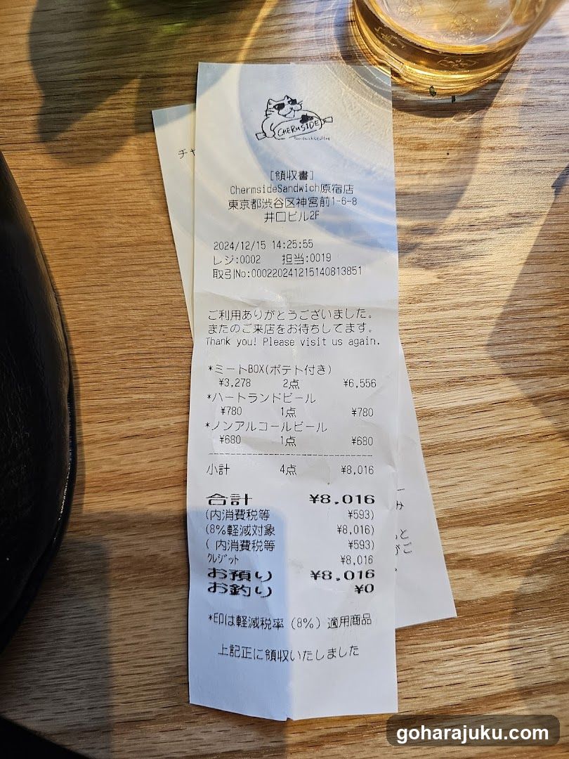 Receipt from Chermes100