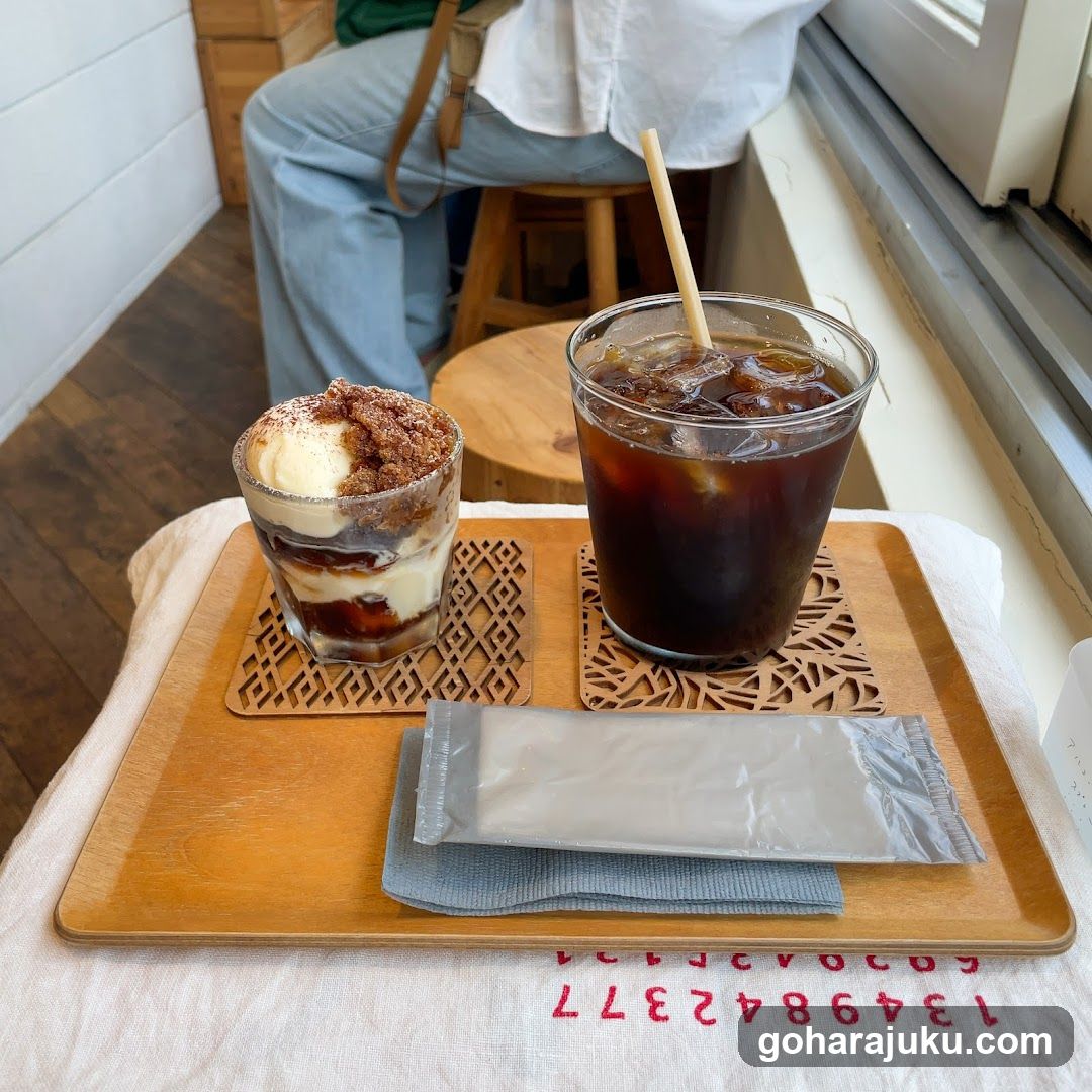 Coffee and Dessert on Wooden Tray