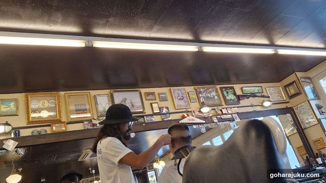 Barbershop Interior with Haircut in Progress