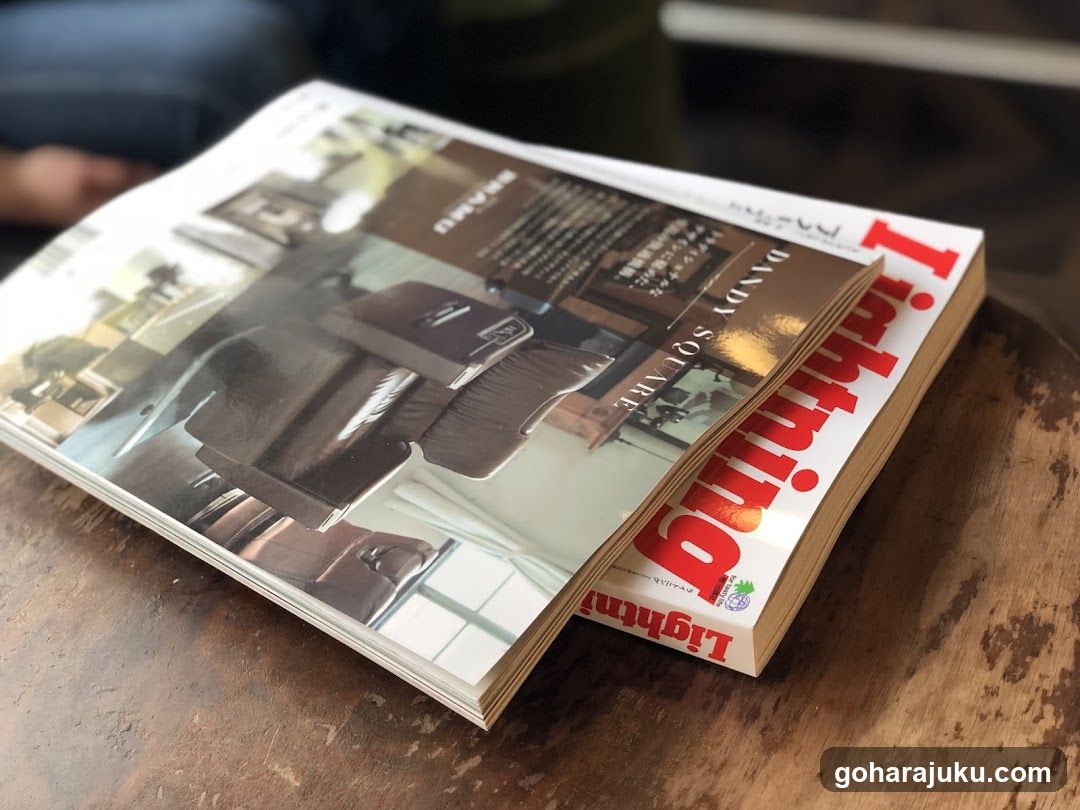 Magazine on wooden table