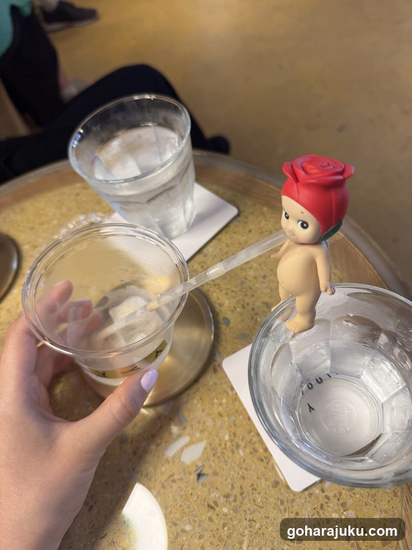 Table with drinks and figurine