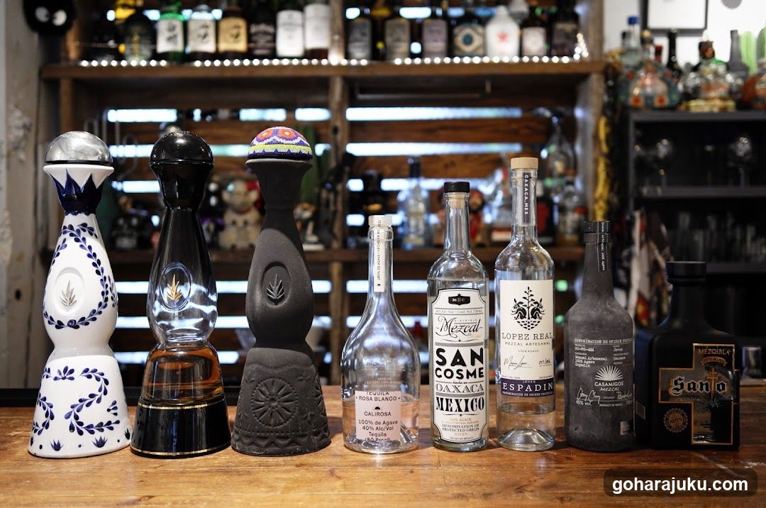 Mezcal and Tequila Bottles Display