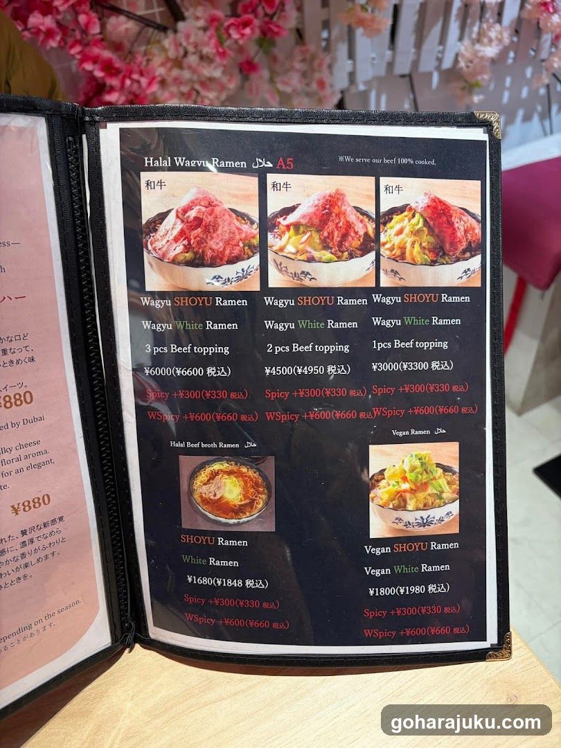 Halal Wagyu Ramen Menu