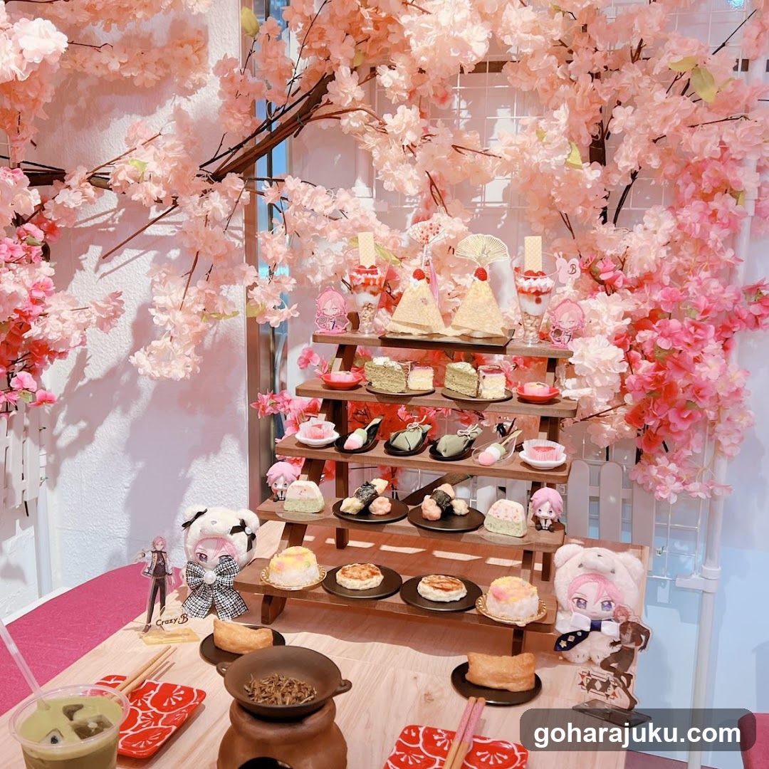 Sakura-themed dessert display
