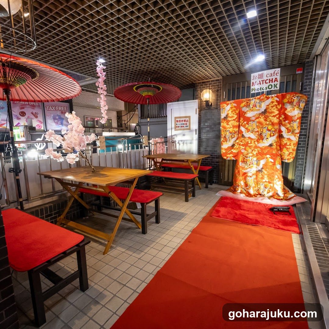 Matcha Cafe Interior with Decorative Elements