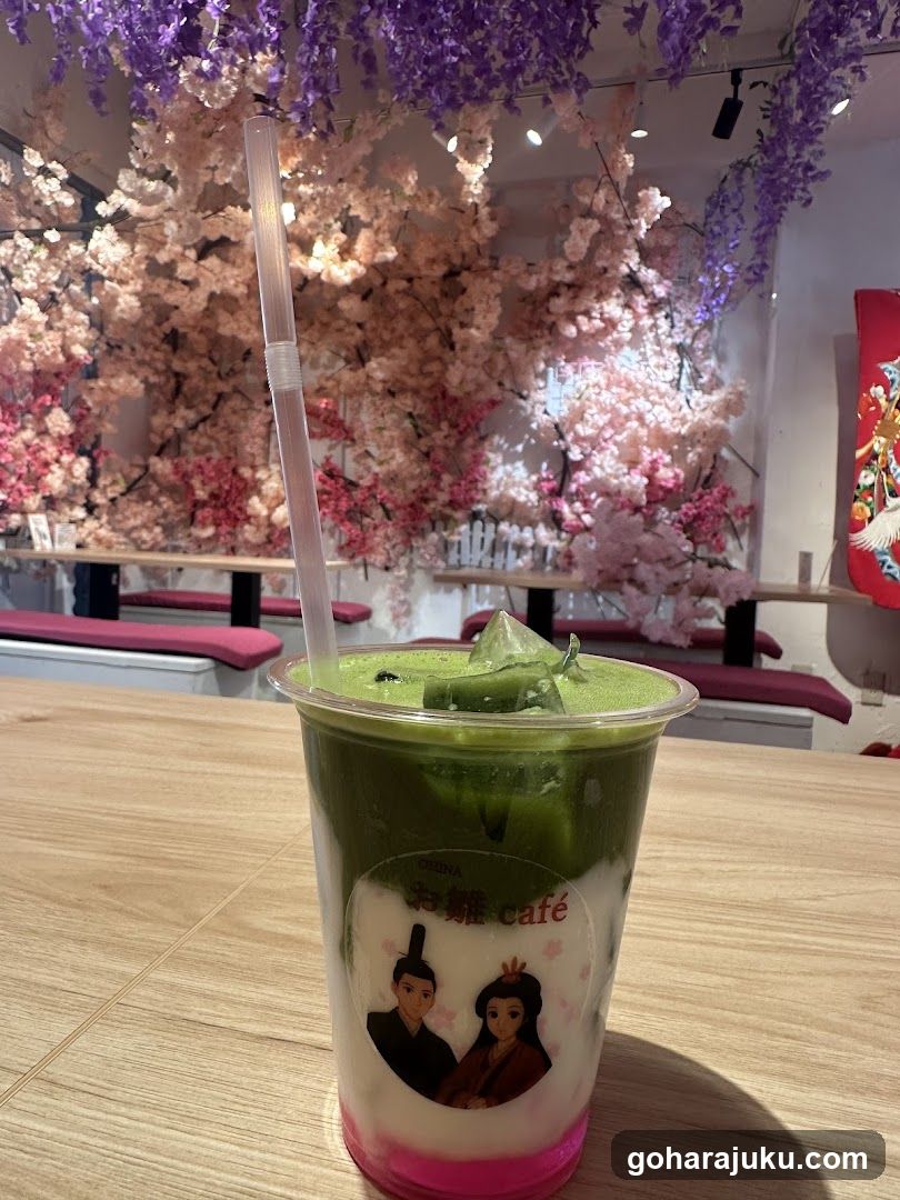 Matcha Drink at Cafe Interior