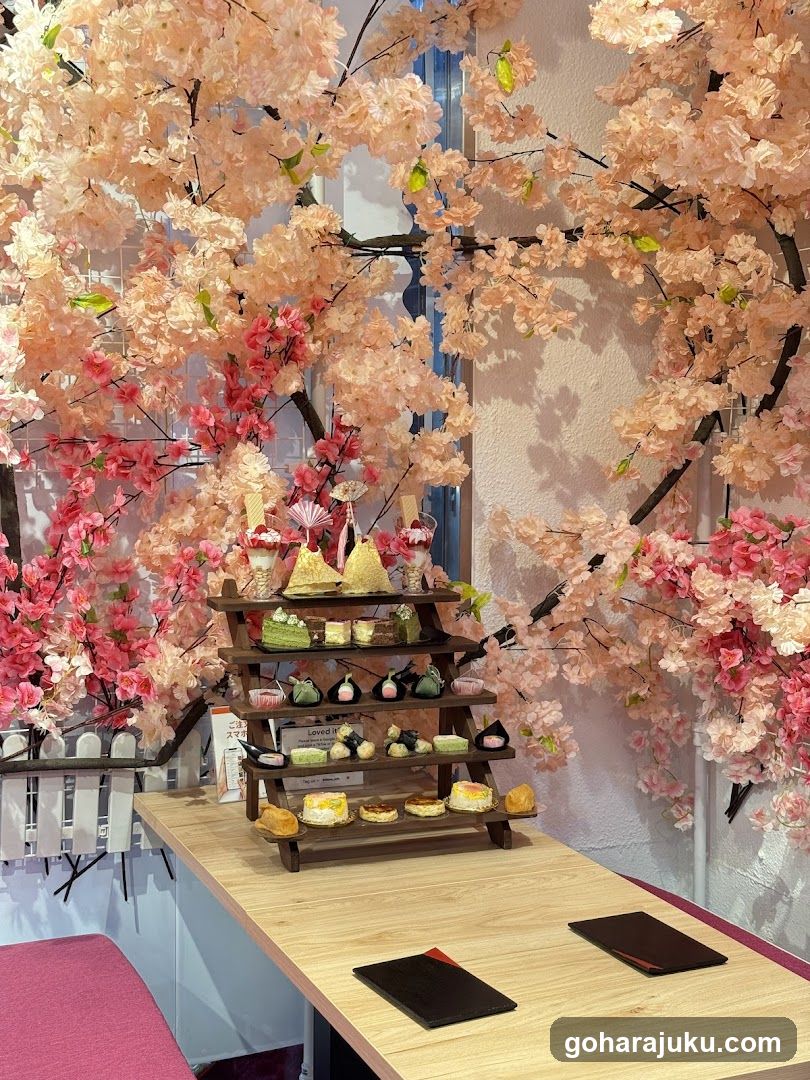 Sakura-themed dessert display