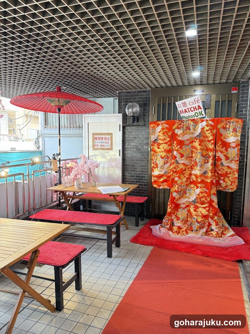 Matcha Cafe Interior with Kigurumi Display