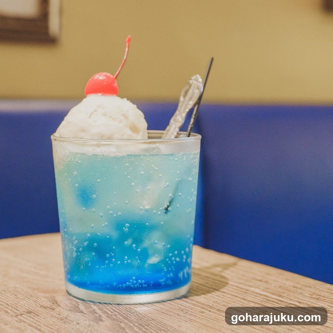 Blue Soda with Ice Cream and Cherry