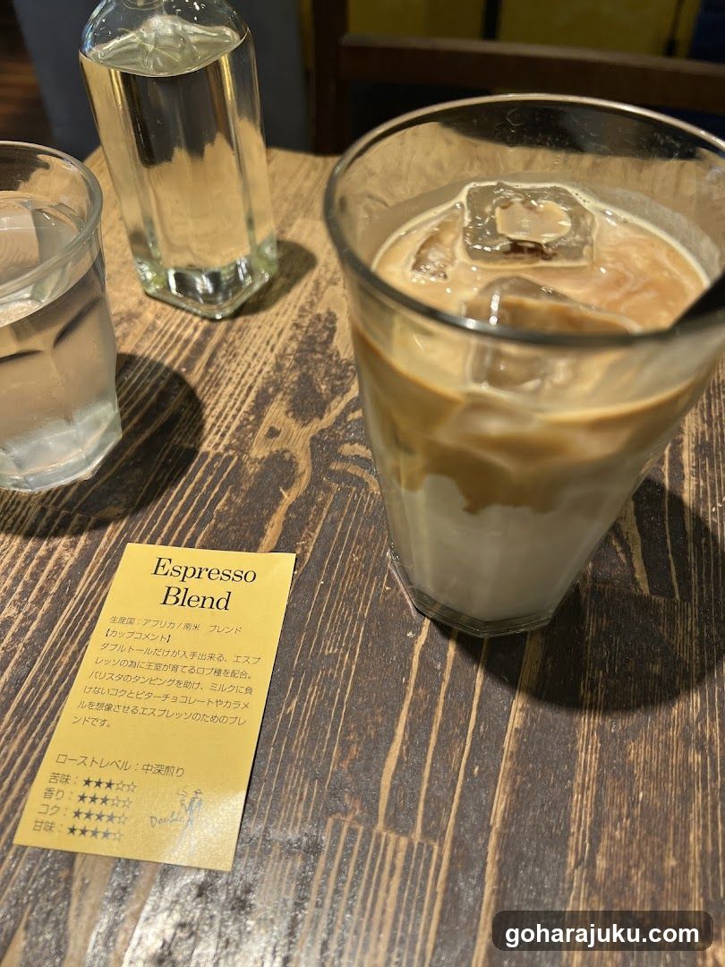 Espresso Blend Drink and Water on Wooden Table