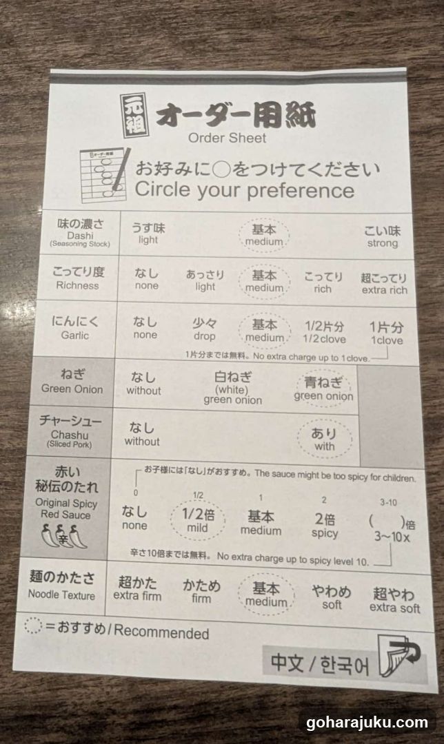 Order Sheet