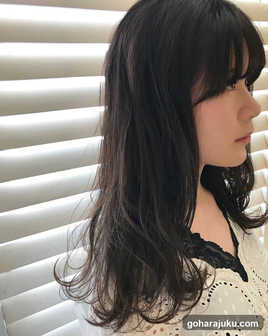 Hair with layered cut and bangs