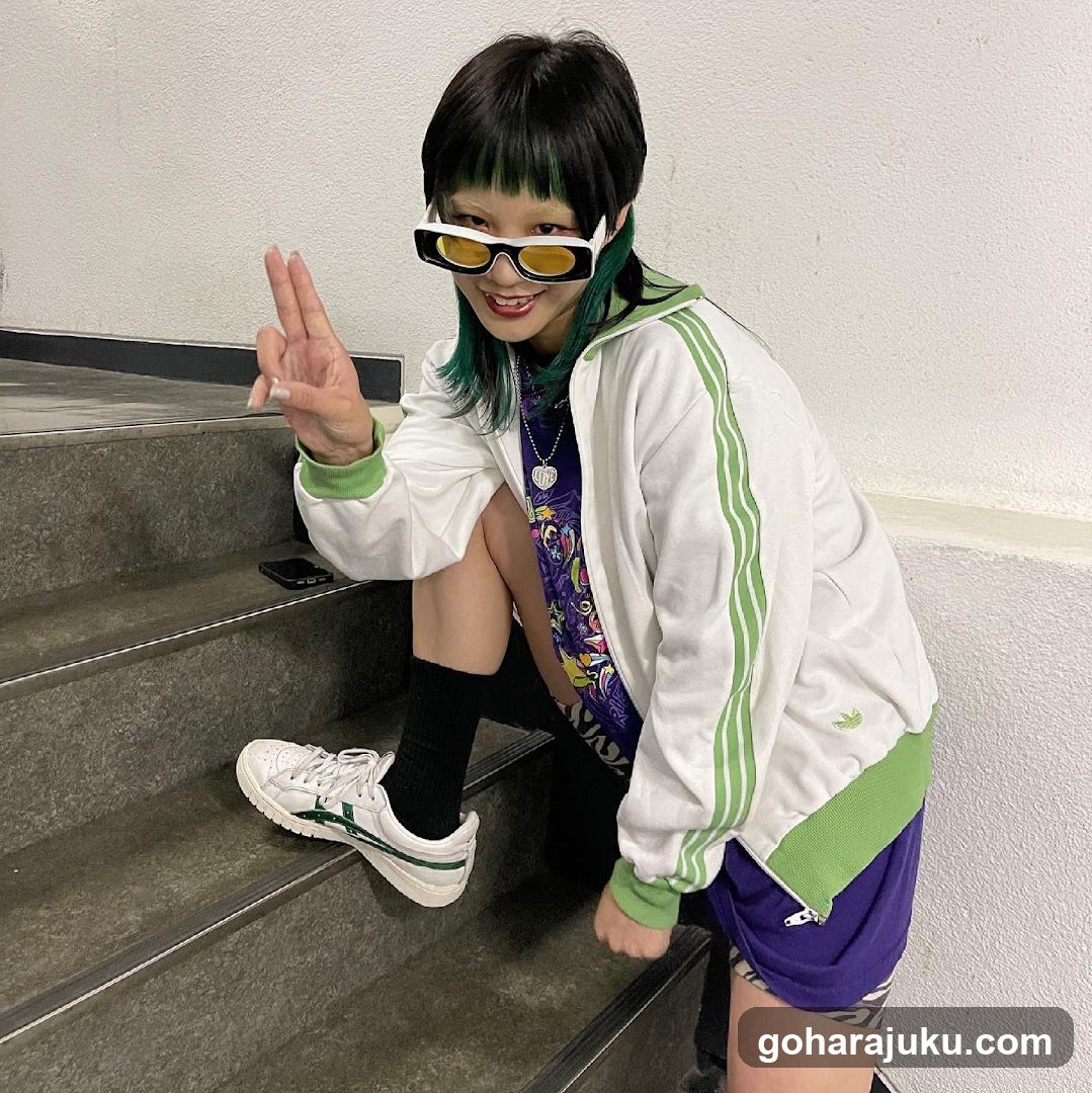 Fashioned individual on stairs